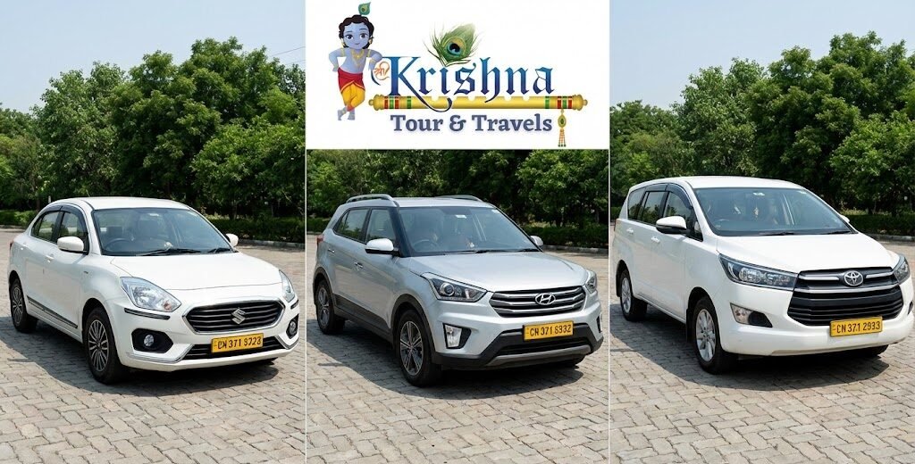 comparison of sedan, suv, and innova taxi options from shri krishna tour & travels for a noida to mussoorie trip.