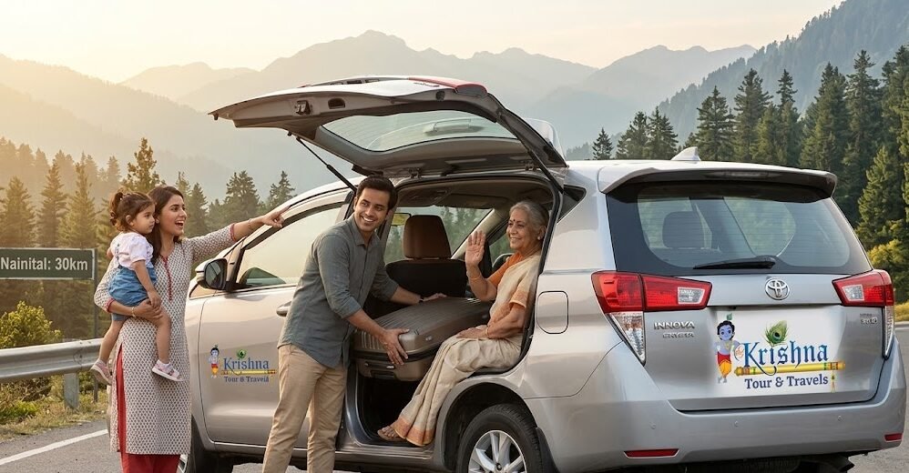 happy multi generational indian family loading suitcases into a sturdy silver toyota innova crysta suv