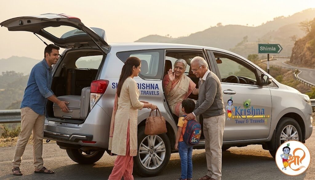 multi generational indian family happily loading suitcases into a sturdy silver toyota innova crysta suv
