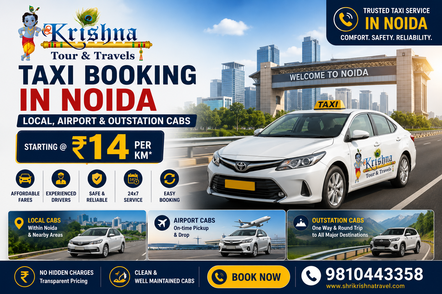 taxi booking in noida – local, airport & outstation cabs starting @14 per km