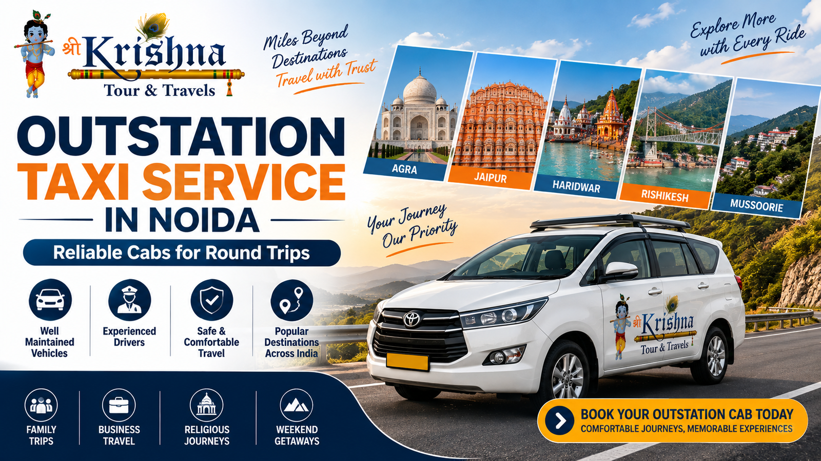 outstation taxi service in noida – reliable cabs for round trips